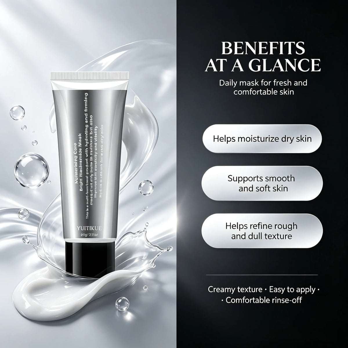 YUITIKUE Niacinamide Face Mask Hydrating Brightening Wash Off Treatment