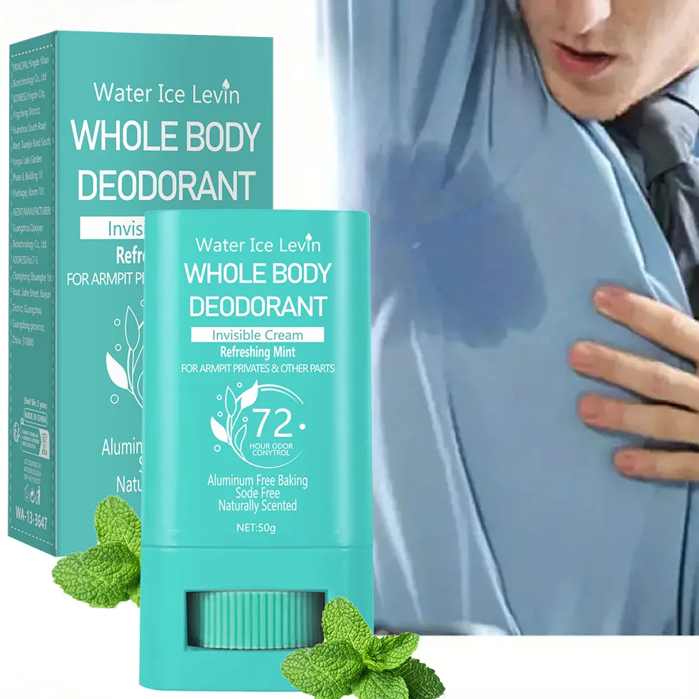 Whole Body Deodorant Invisible Cream Stick Anti Sweat Refreshing Mint - 1