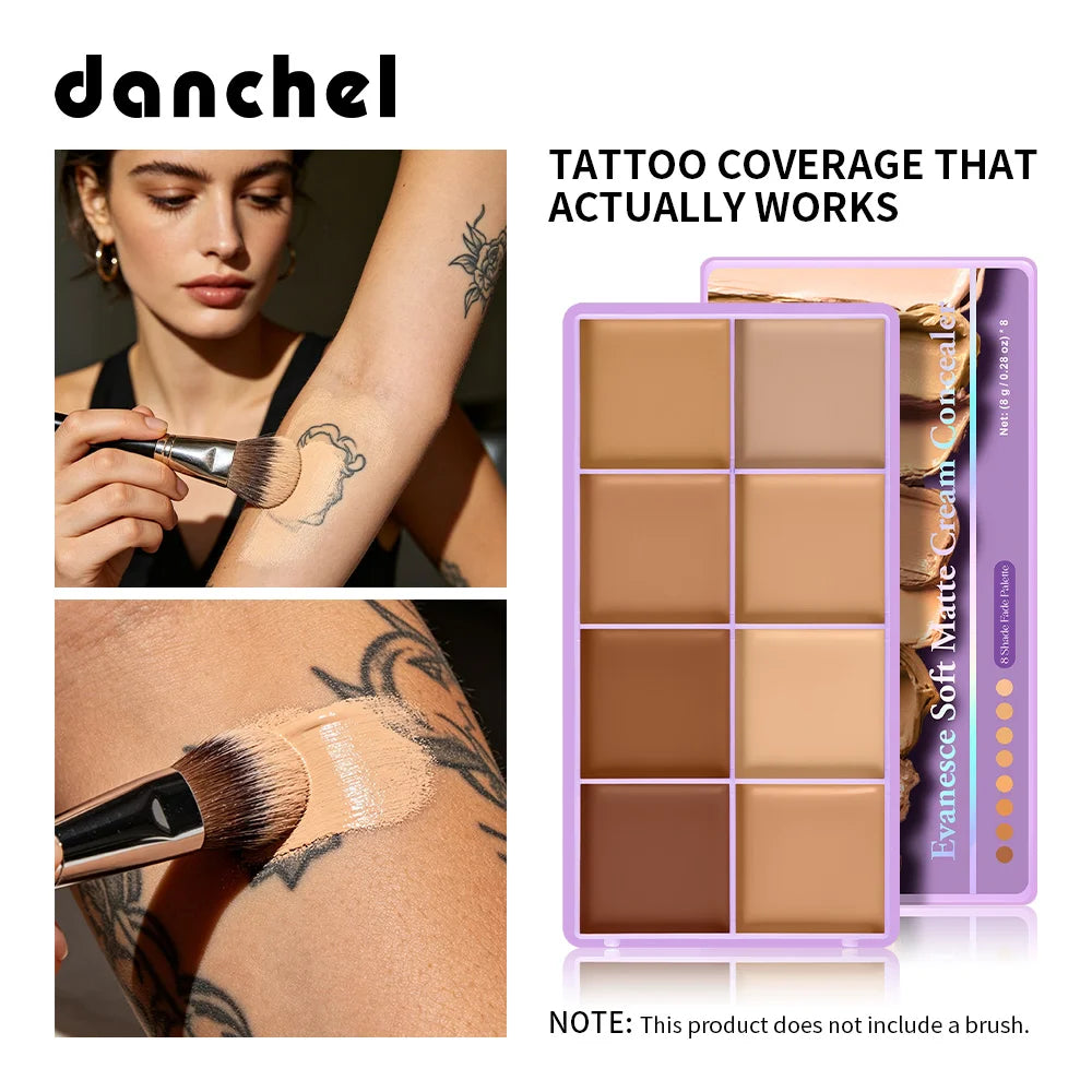 8-Shade Waterproof Cream Concealer Palette for Full Coverage