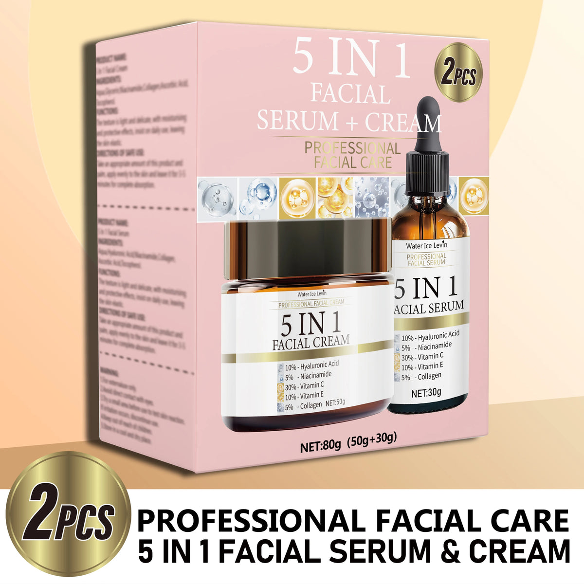 5-in-1 Facial Skincare Set Brightening Serum and Hydration Cream