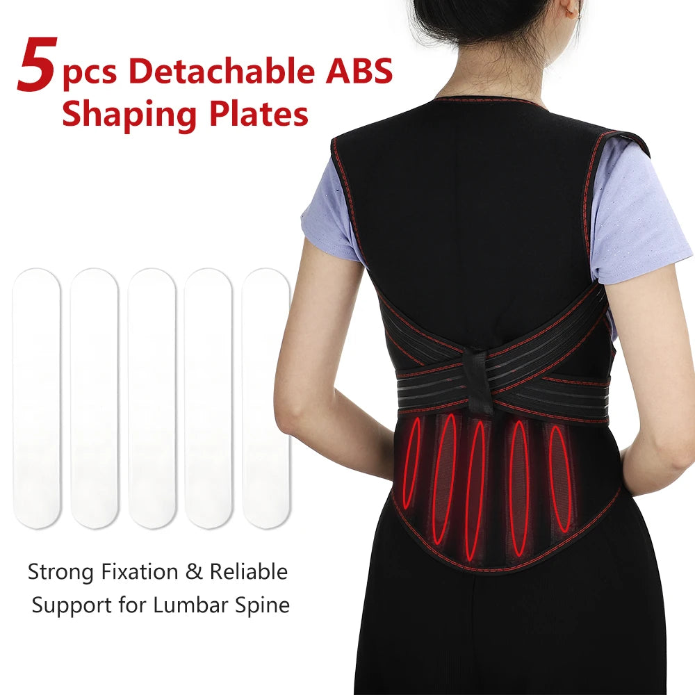 Self-Heating Magnetic Back and Shoulder Support Brace - 3