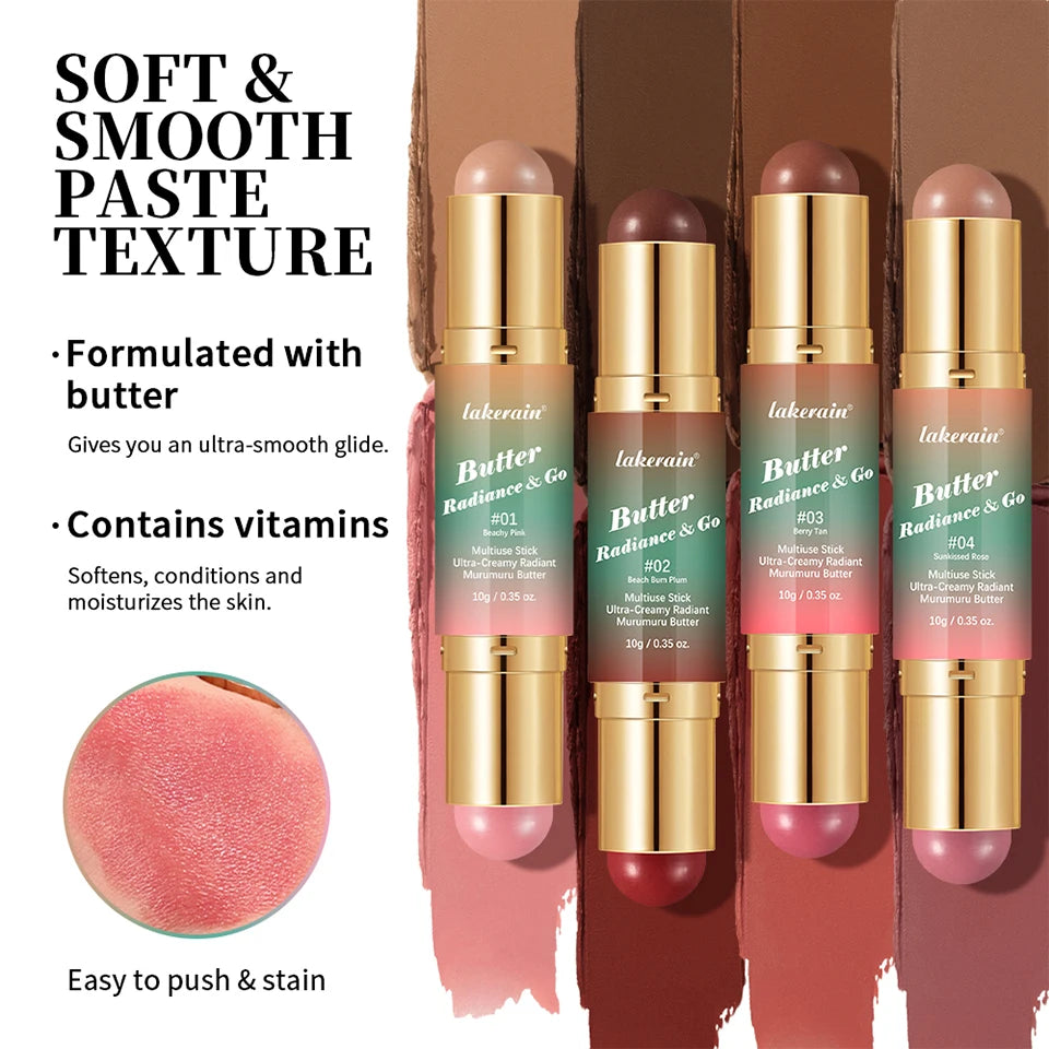 Dual-Ended Cream Bronzer and Blush Stick for Face and Lips - 15