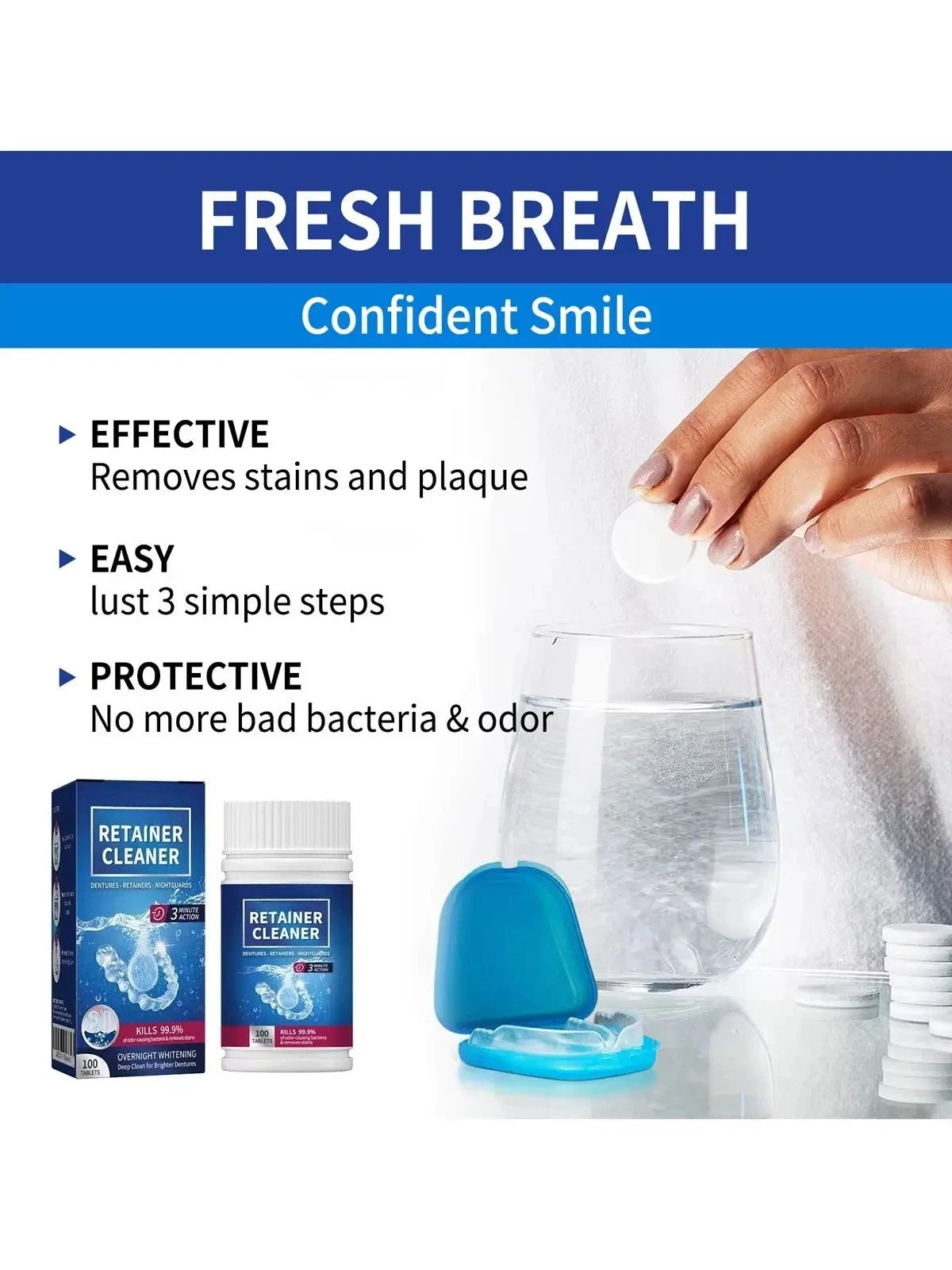 Denture and Retainer Cleaning Tablets for Deep Stain Removal - 5