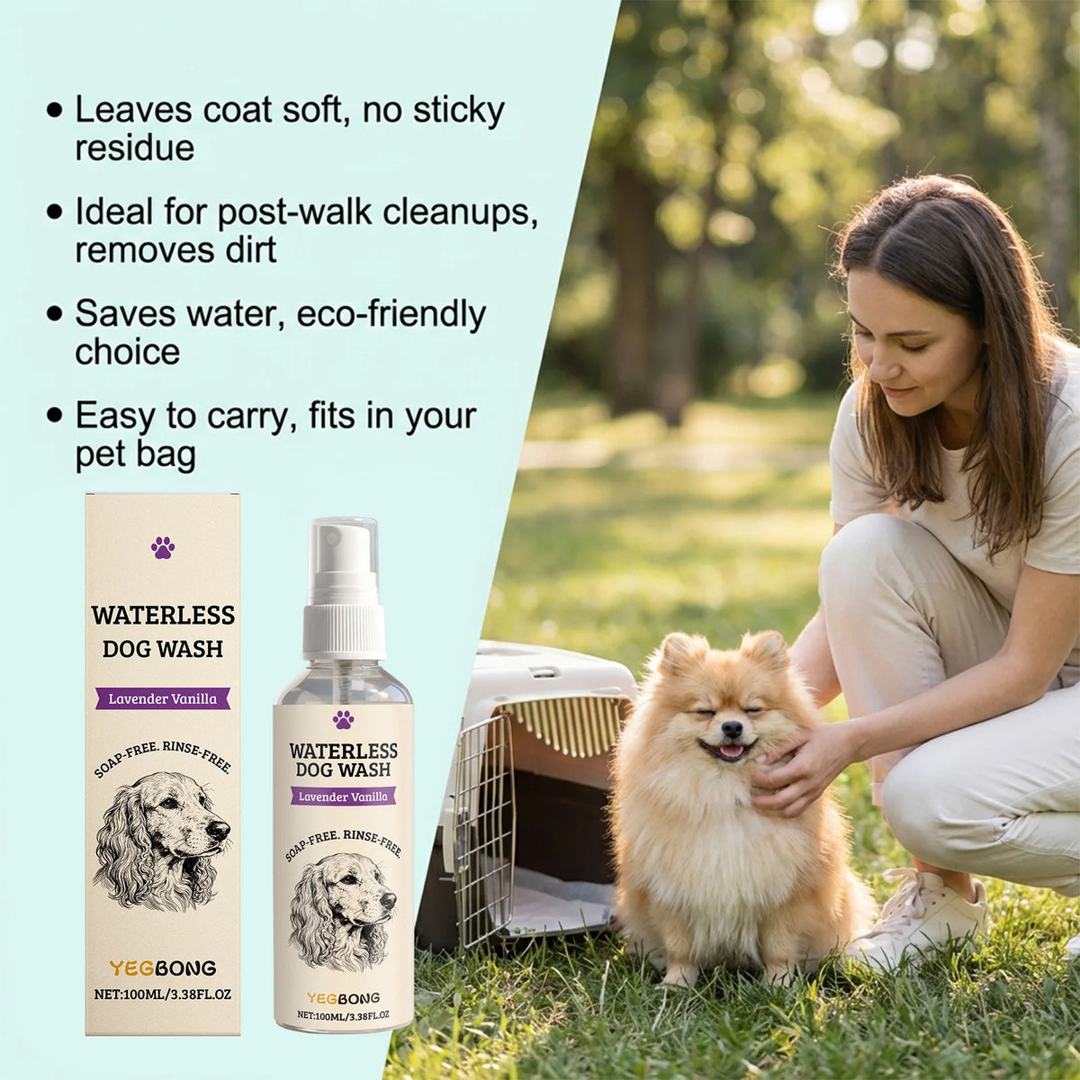 Waterless Dog Shampoo Spray for Quick Cleaning and Odor Removal