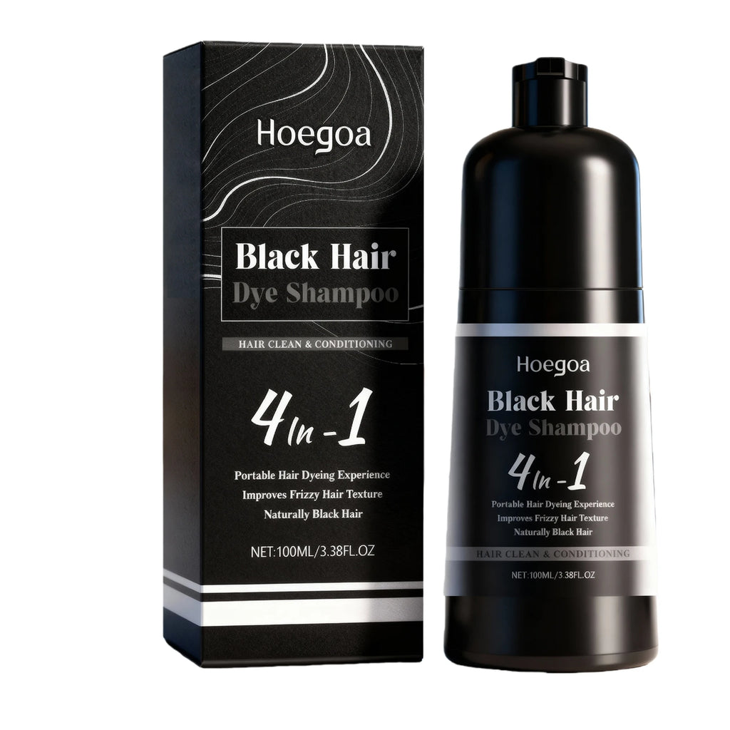 4-in-1 Black Hair Dye Shampoo for Gray Coverage