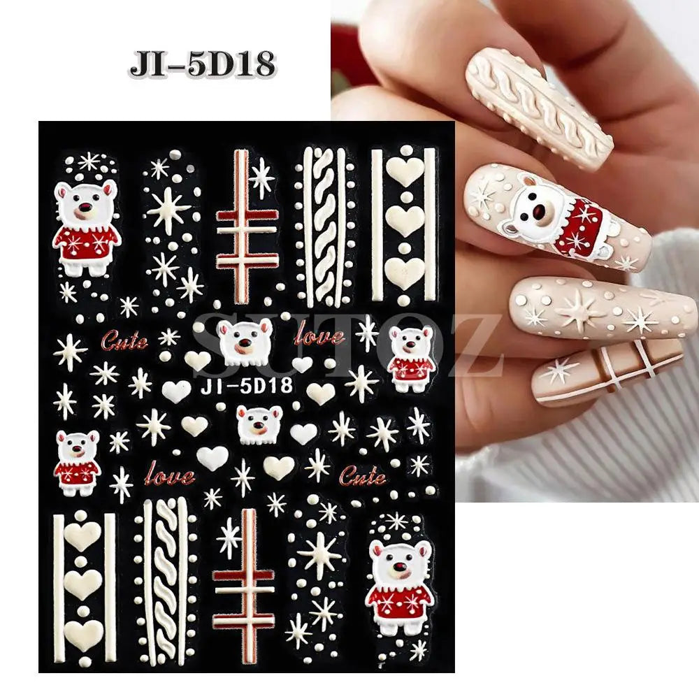 3D Christmas Cartoon Nail Art Stickers