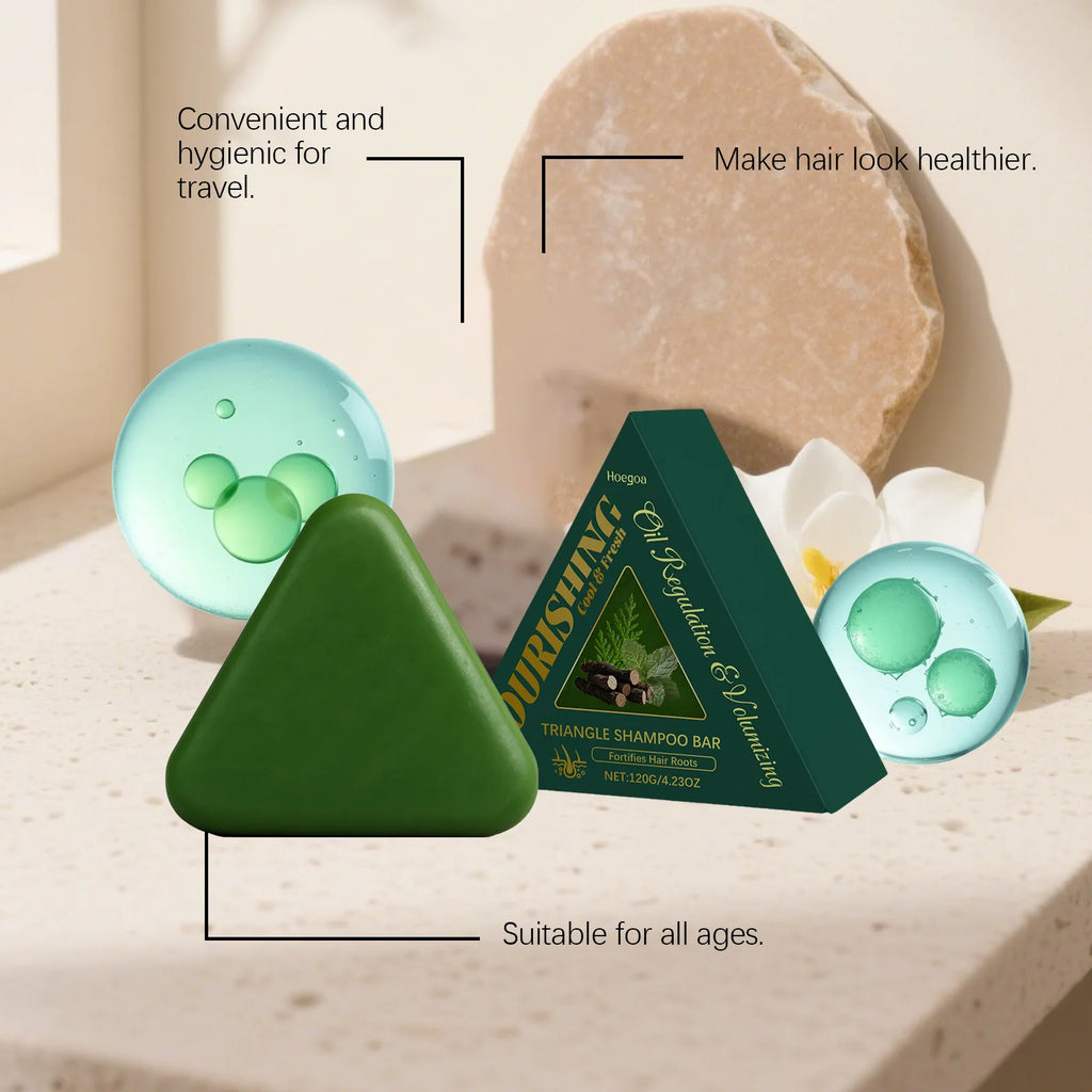 Natural Herbal Solid Triangle Shampoo Bar for Oil Control and Hair Care