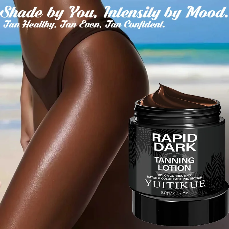 YUITIKUE Rapid Dark Tanning Lotion Bronzer and Tattoo Color Protector - 12