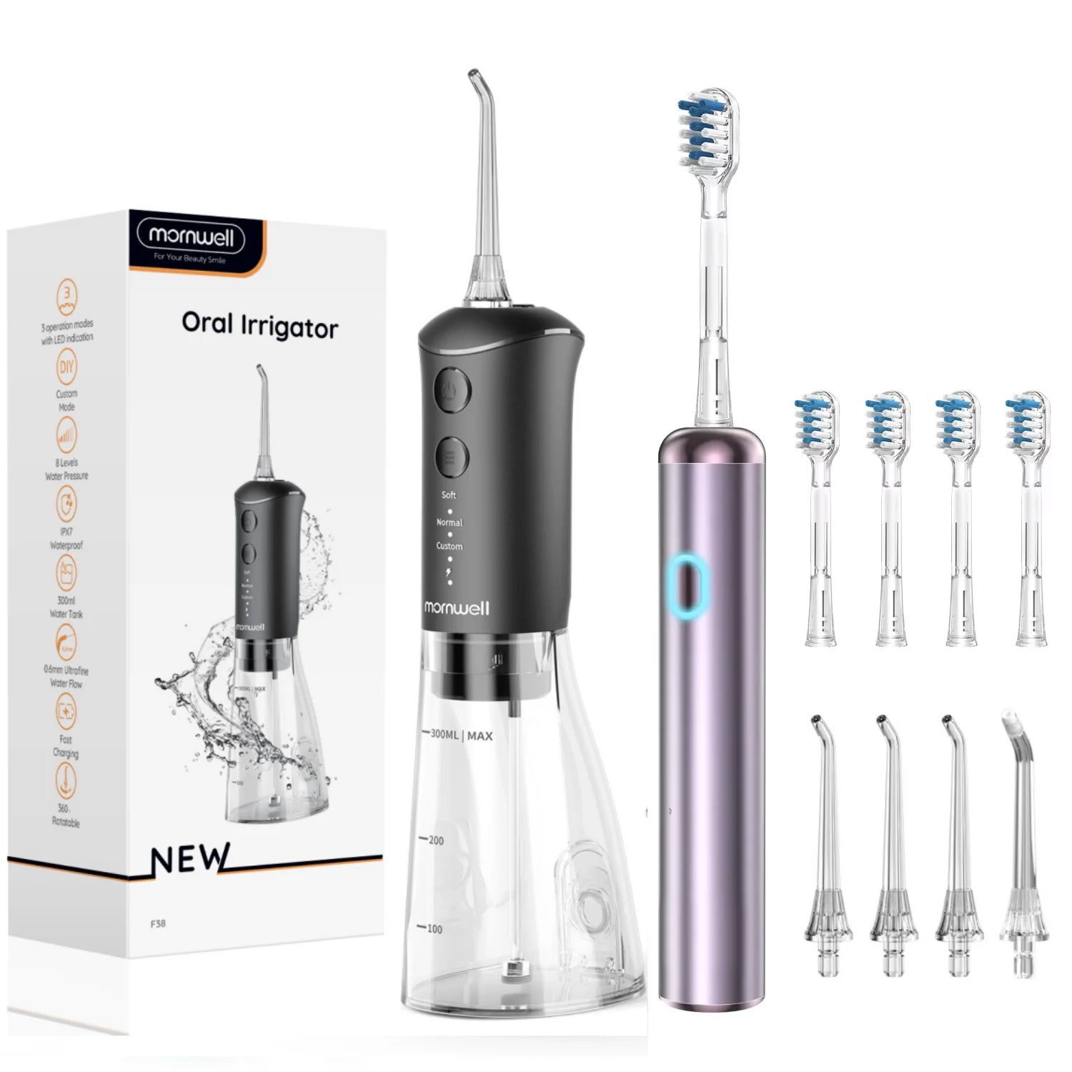 Portable Sonic Toothbrush and Water Flosser Oral Care Set - 24