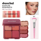 4-Color Matte Pigmented Blush Palette with Brush