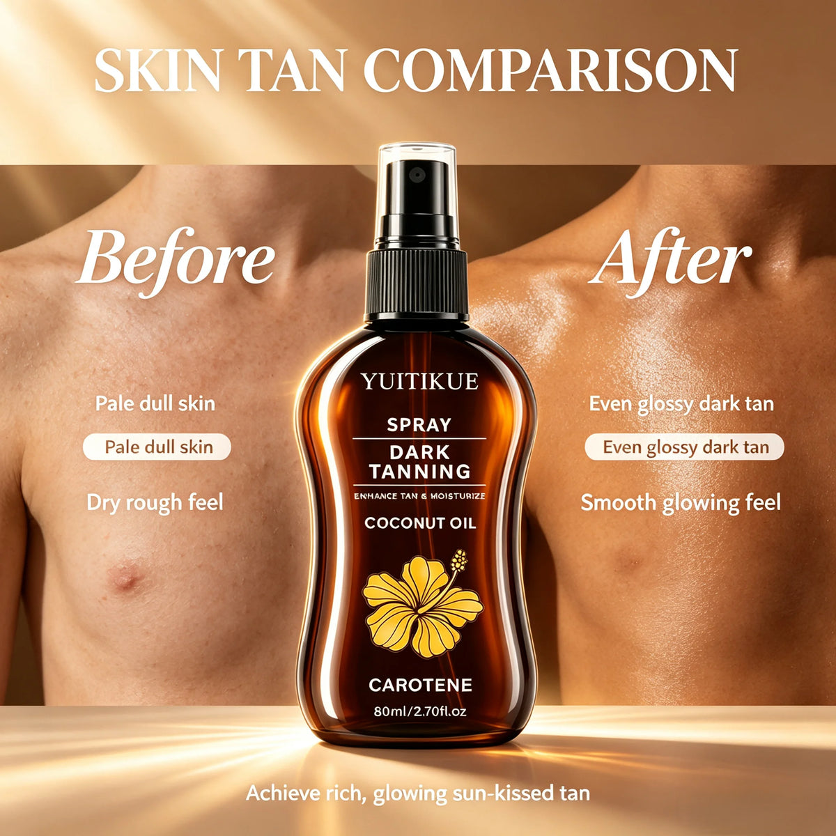 Coconut Oil Dark Tanning Spray With Carotene Moisturizing Sun Tan Oil