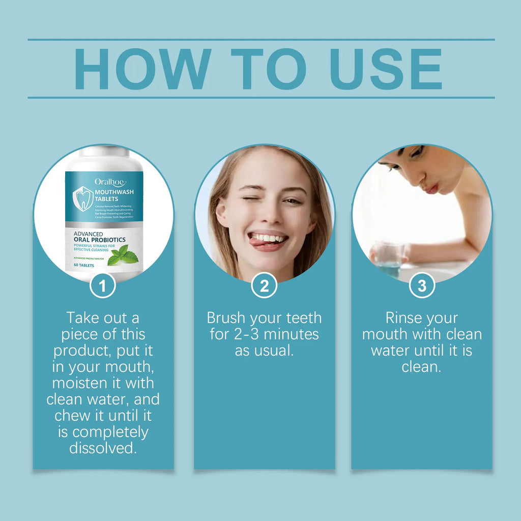 Probiotic Teeth Whitening Mouthwash Tablets for Fresh Breath