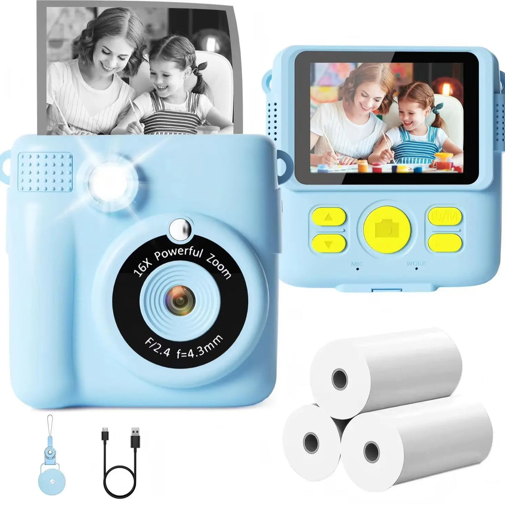 Instant Print Camera for Kids with Video and Digital Zoom