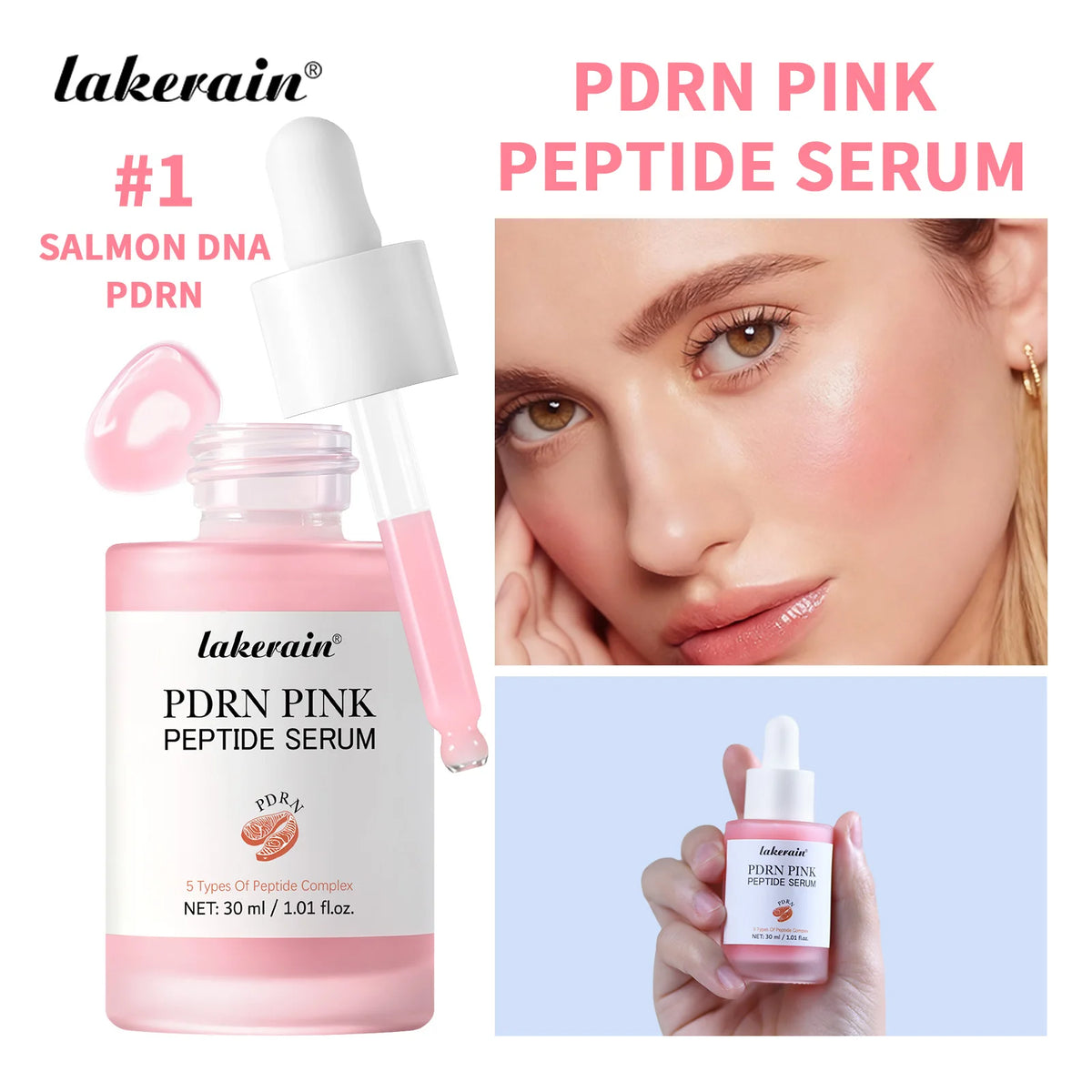 Salmon PDRN Pink Peptide Facial Serum for Radiant Glass Skin