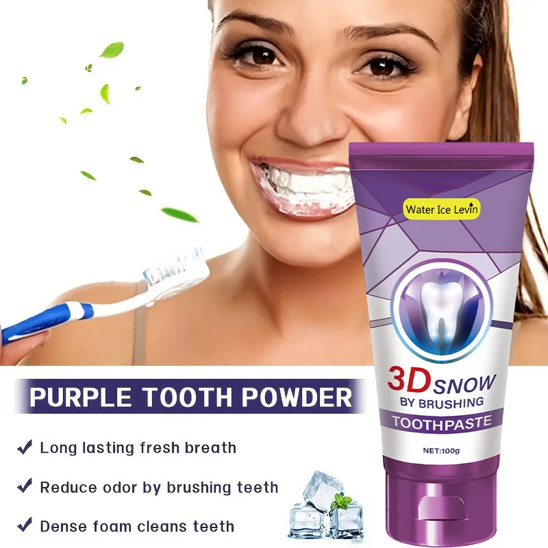 Purple Teeth Whitening Toothpaste Deep Stain Removal 100g