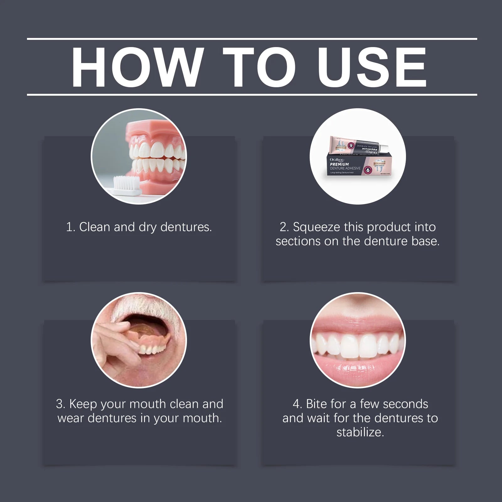 Waterproof Zinc-Free Denture Adhesive Cream for All-Day Hold - 3