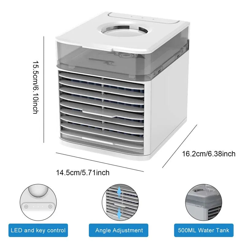 Portable Mini Air Cooler USB Desktop Fan with Humidifier and Night Light
