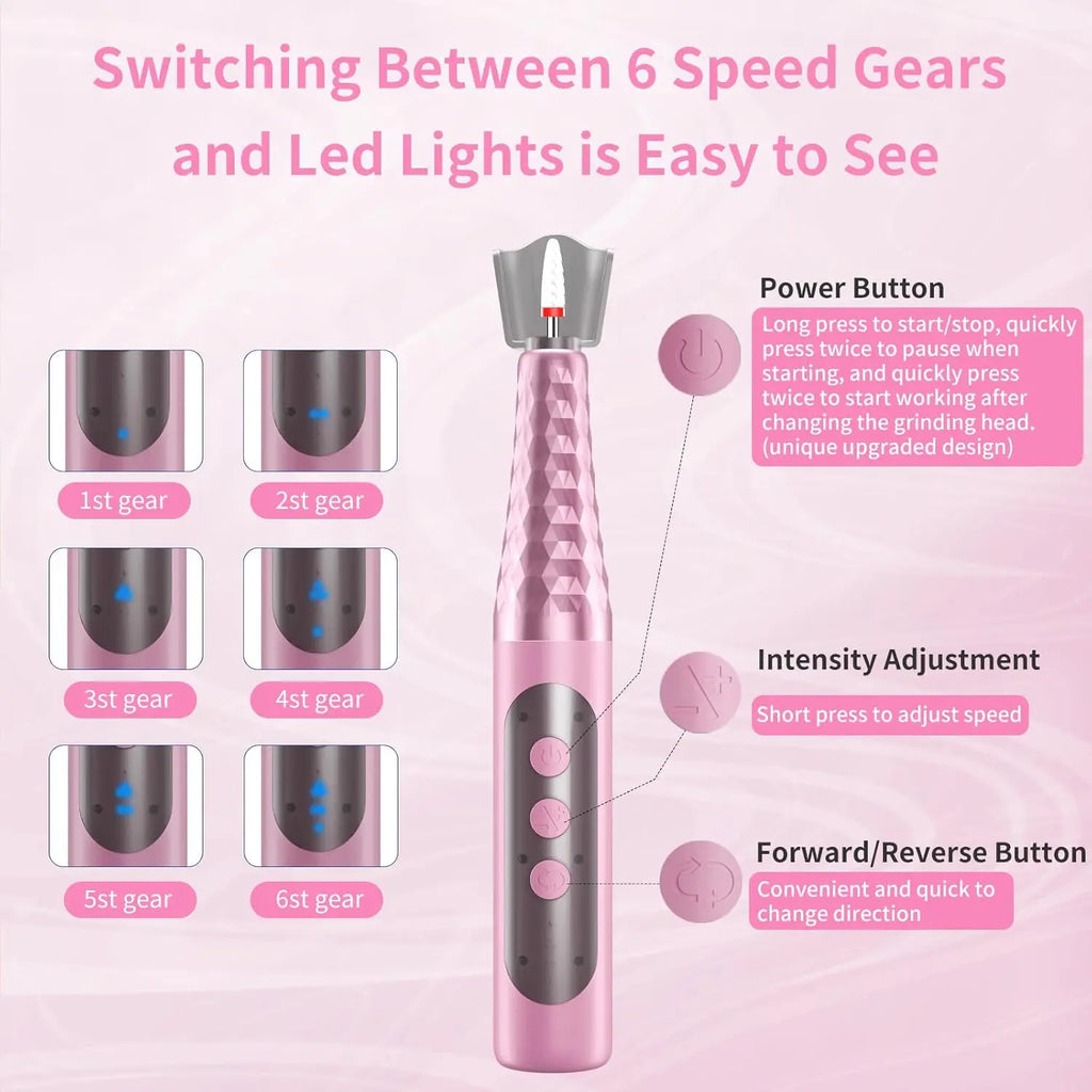 Cordless Electric Nail Drill Kit for Manicure and Pedicure