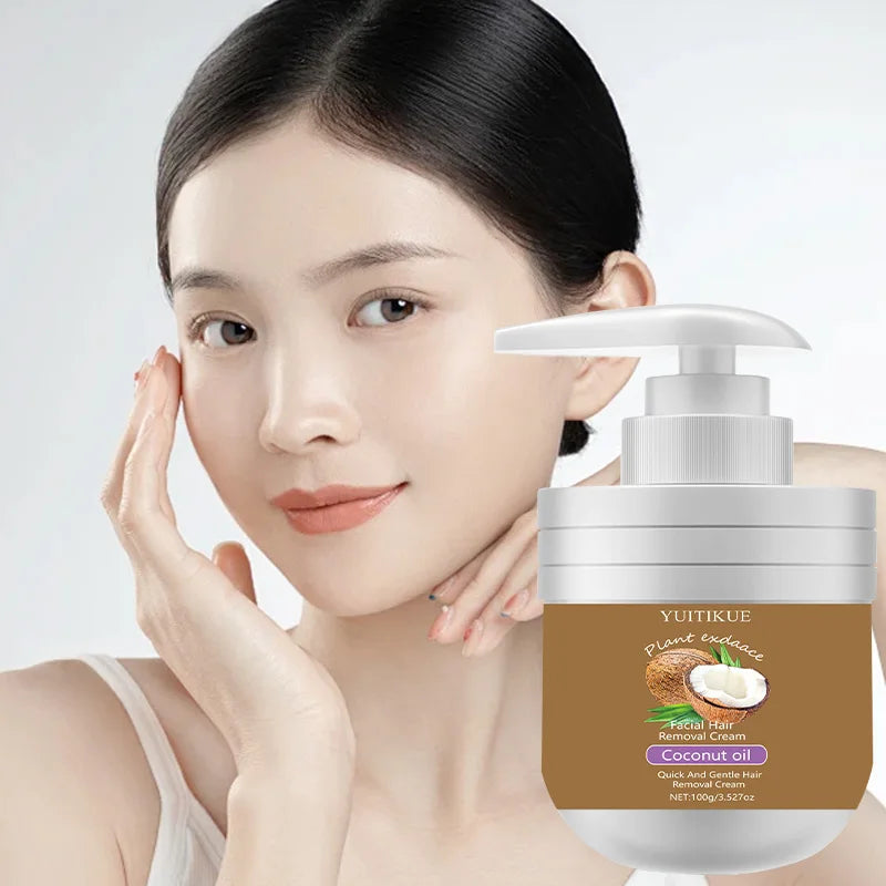 Facial Hair Removal Cream Gentle Coconut Oil Depilatory for Smooth Skin