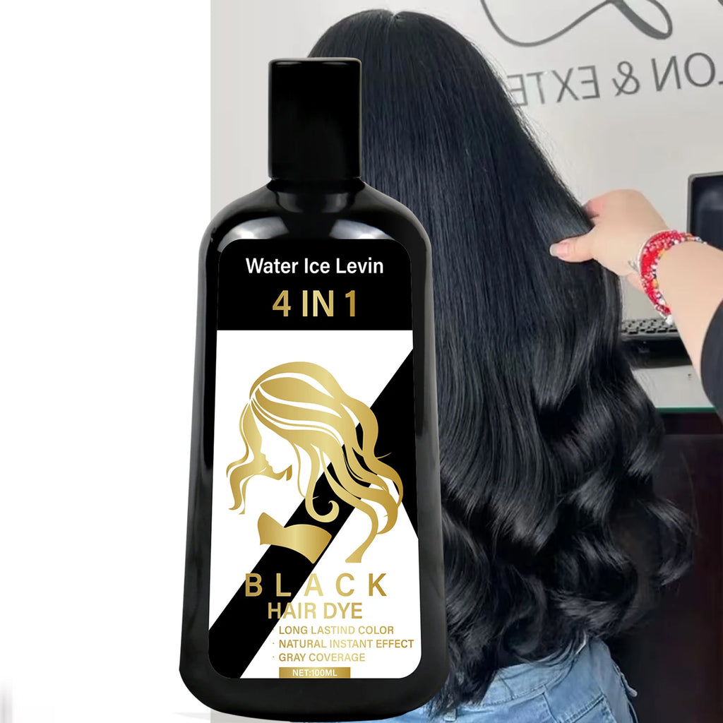 4 in 1 Black Hair Dye Shampoo with Biotin Collagen and Hyaluronic Acid