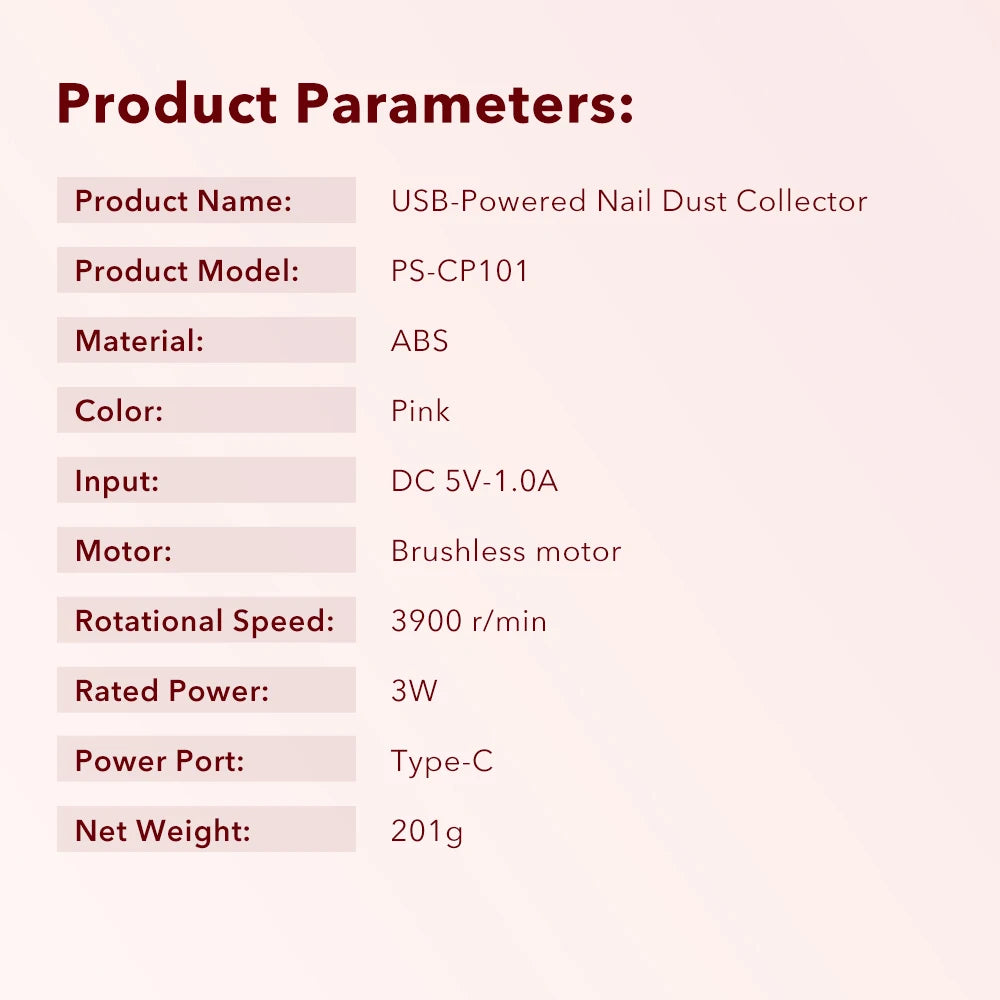 USB Nail Dust Collector and Vacuum for Home Manicures