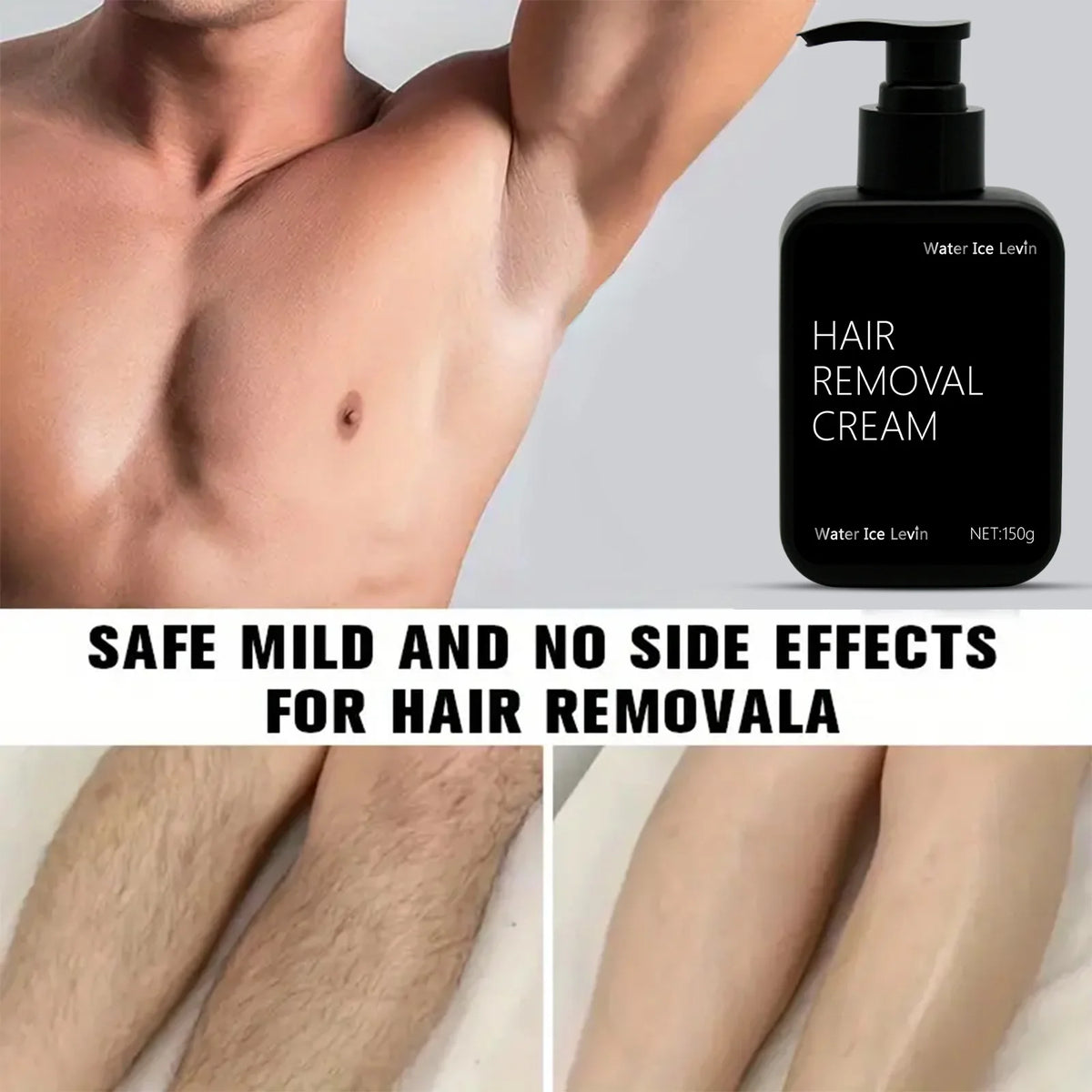 Water Ice Levin Painless Hair Removal Cream for Men and Women 150g