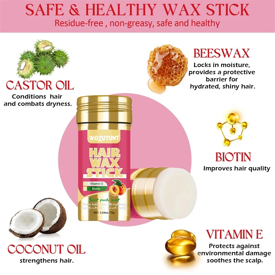 Edge Control Wax and Hair Styling Wax Stick Set with Combs