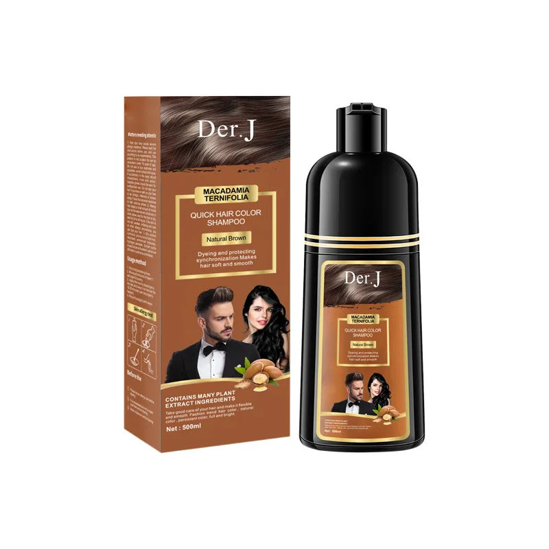 400ml Ginseng Snake Oil Dark Brown Hair Dye Shampoo Color Set