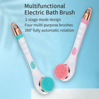 Electric Silicone Bath Brush Long Handle Body Scrubber Massage Tool