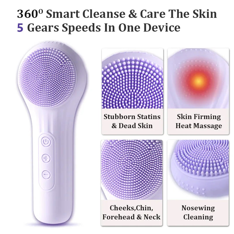 Sonic Electric Facial Cleansing Brush for Skin Exfoliation - 2