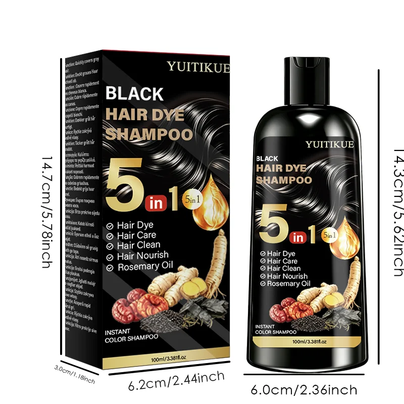 5-in-1 Plant Based Hair Coloring Shampoo Gray Hair Coverage 100ml - 16