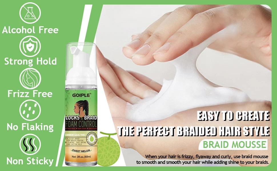 2 Braid Foam Control Mousse and 100g Tea Tree Mint Braid Styling Gel