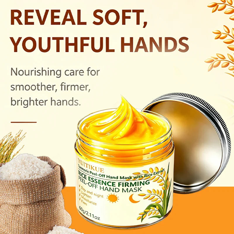 YUITIKUE Rice Essence Turmeric Peel Off Hand Mask Moisturizing Treatment - 12