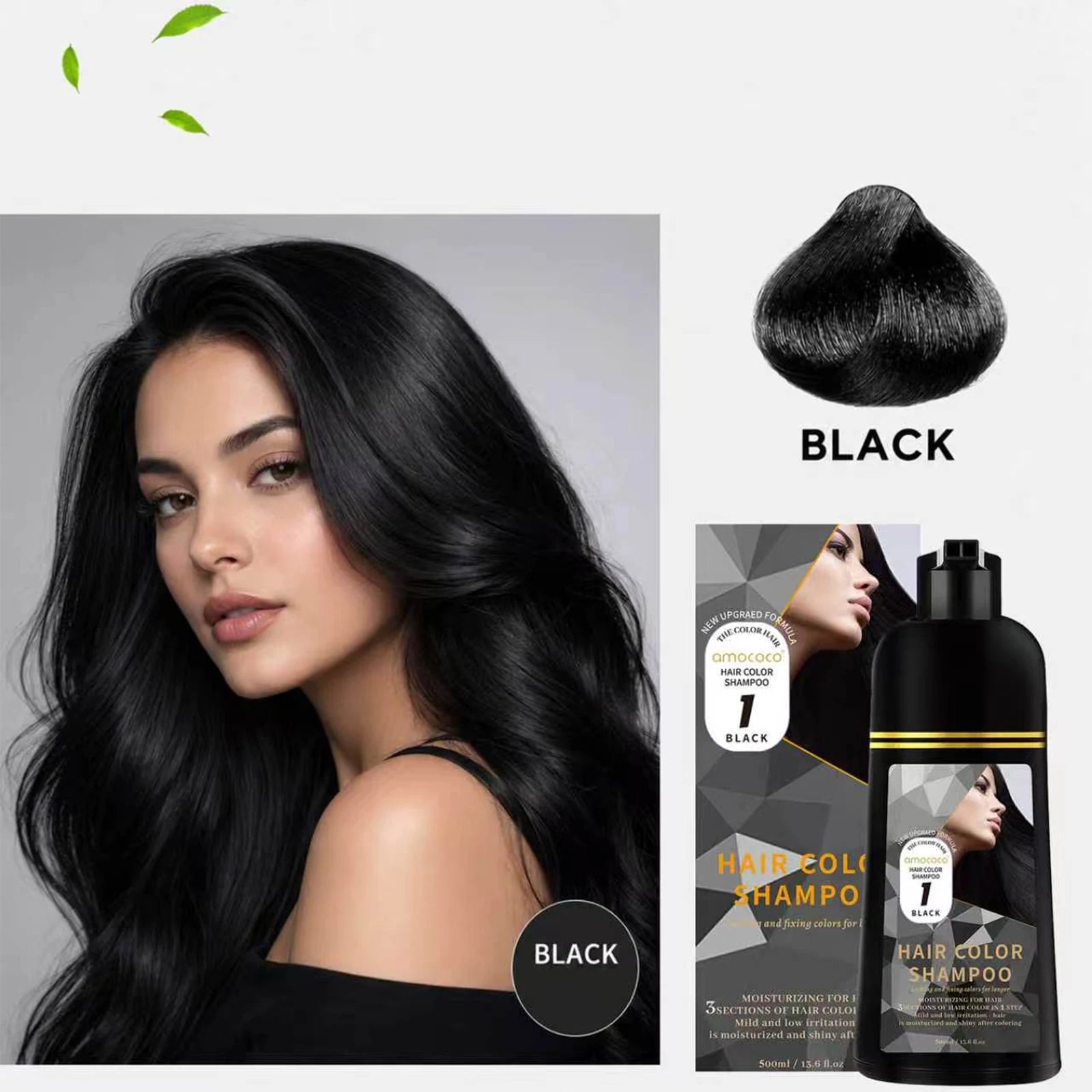 500ml Hair Color Shampoo for Black Brown Coffee and Burgundy Coloring