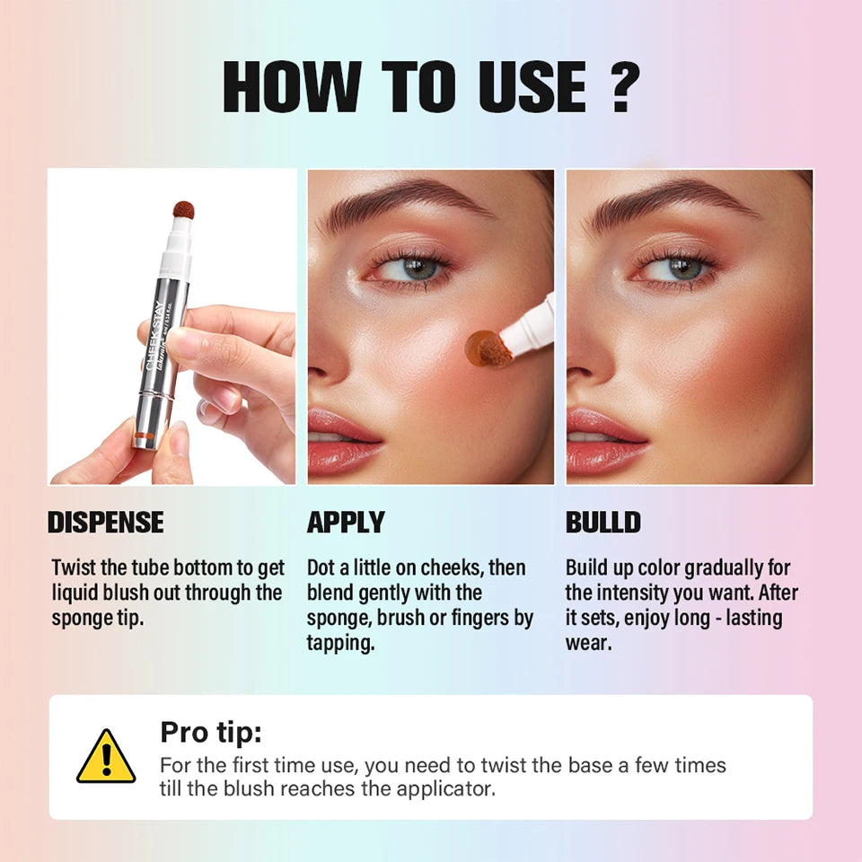 Liquid Blush Stick with Built-in Sponge Applicator