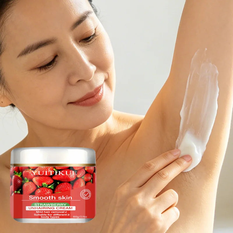 YUITIKUE Strawberry Hair Removal Cream Gentle Body Depilatory 60g - 1
