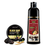 3 in 1 Black Hair Dye Shampoo and Soap for Gray Hair Coverage