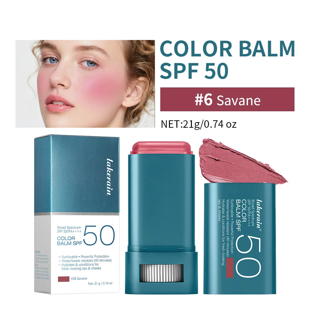 SPF 50 Hydrating Blush Stick for Face and Lips - 25