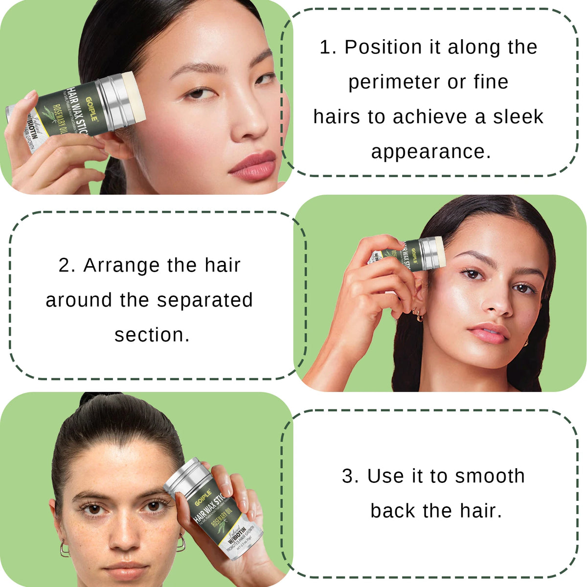 Goiple Biotin Rosemary Hair Wax Stick and Styling Brush Set