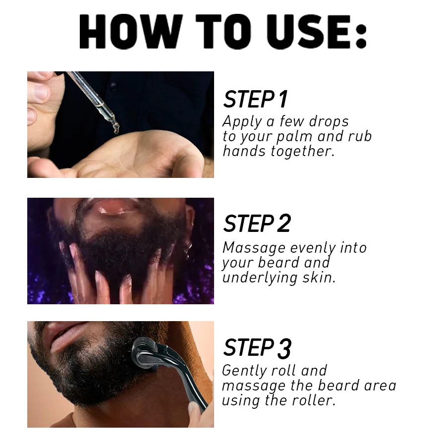 Beard Growth Kit Sandalwood Beard Oil and Facial Hair Roller for Men