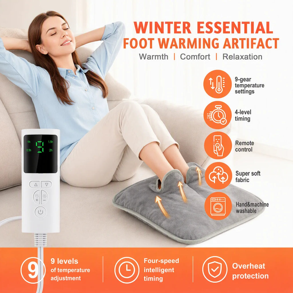 Electric Heated Foot Warmer with Adjustable Temperature and Timer