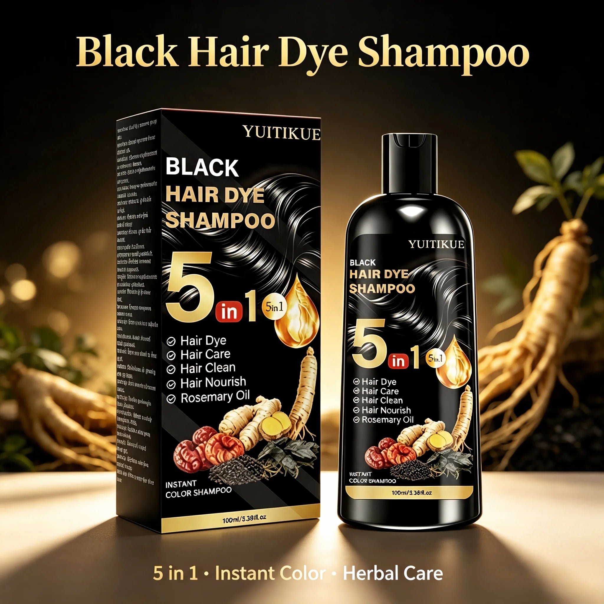 5-in-1 Plant Based Hair Coloring Shampoo Gray Hair Coverage 100ml - 17