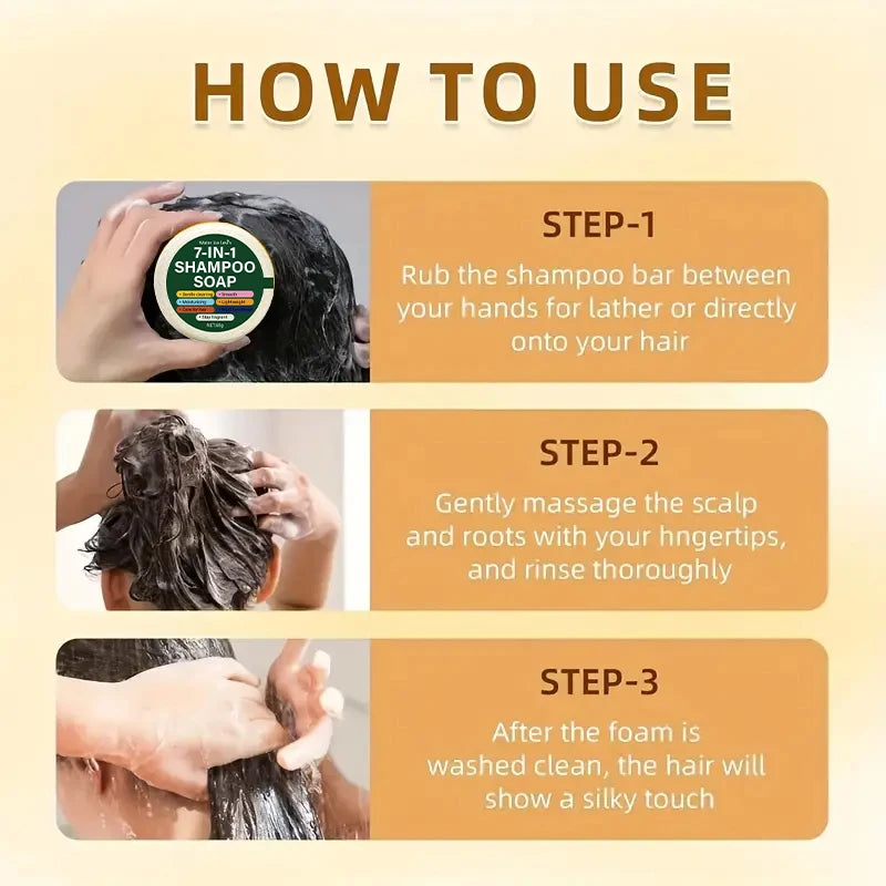 7-in-1 Shampoo Soap Bar Plant Based Hair Cleansing and Moisturizing Bar