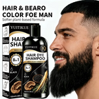 YUITIKUE Men Black Hair Dye Shampoo 15 Minute Beard Color Treatment