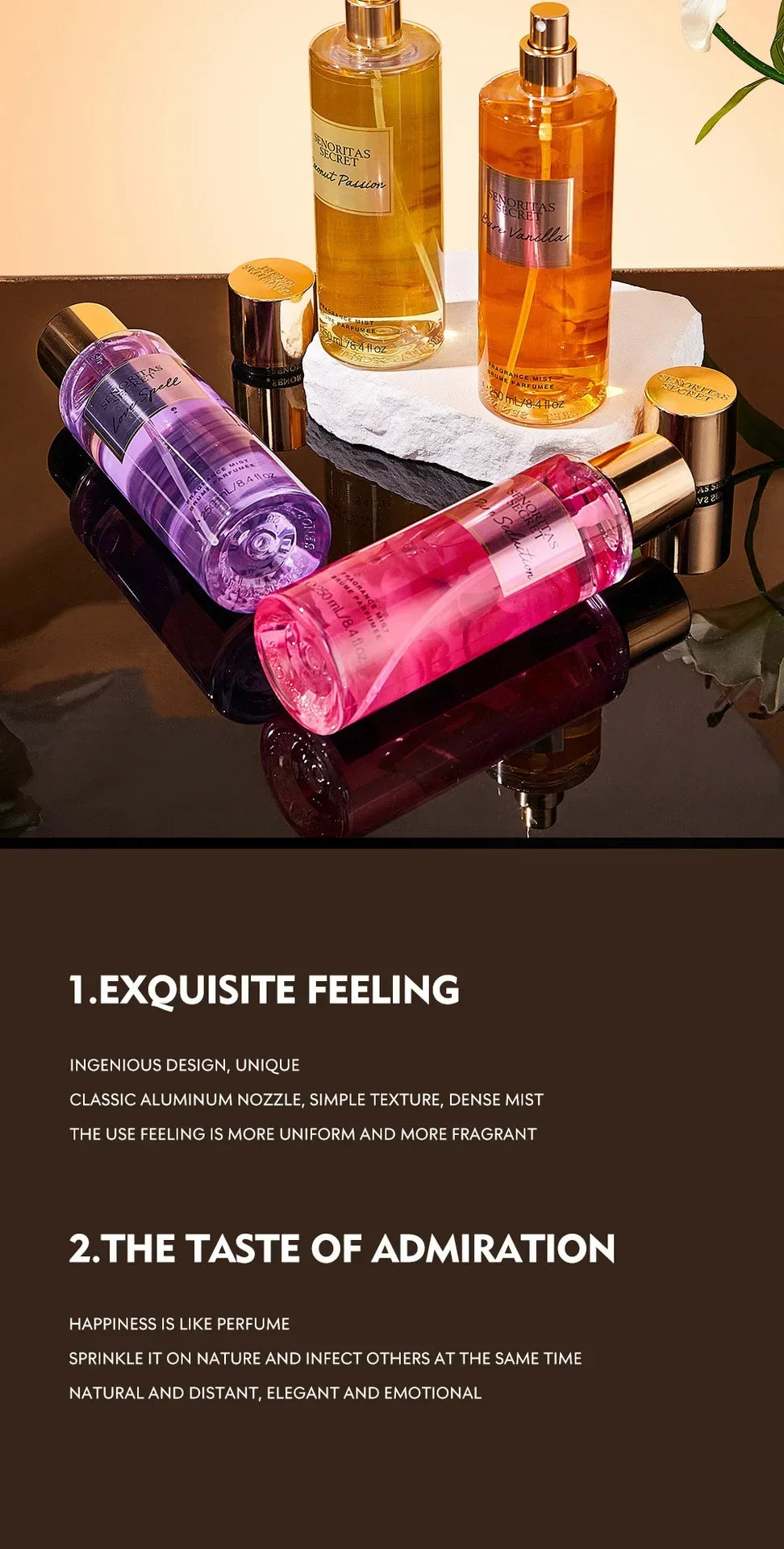 Floral Fruit Fragrance Mist Women Body Spray Vanilla Scent 250ml