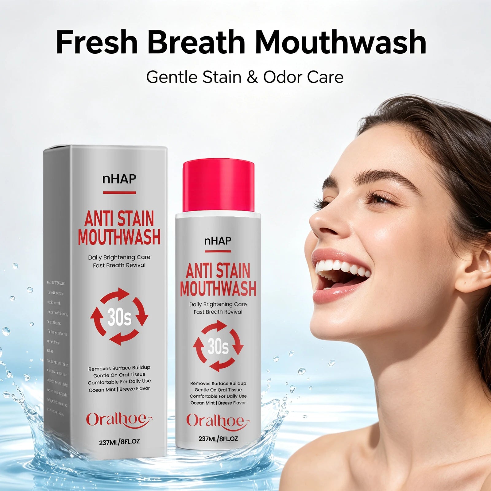 Alcohol-Free Teeth Whitening Mouthwash for Fresh Breath - 1