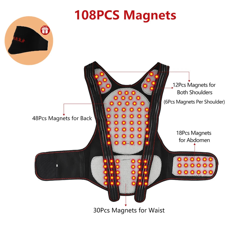 Self-Heating Magnetic Back and Shoulder Support Brace - 24