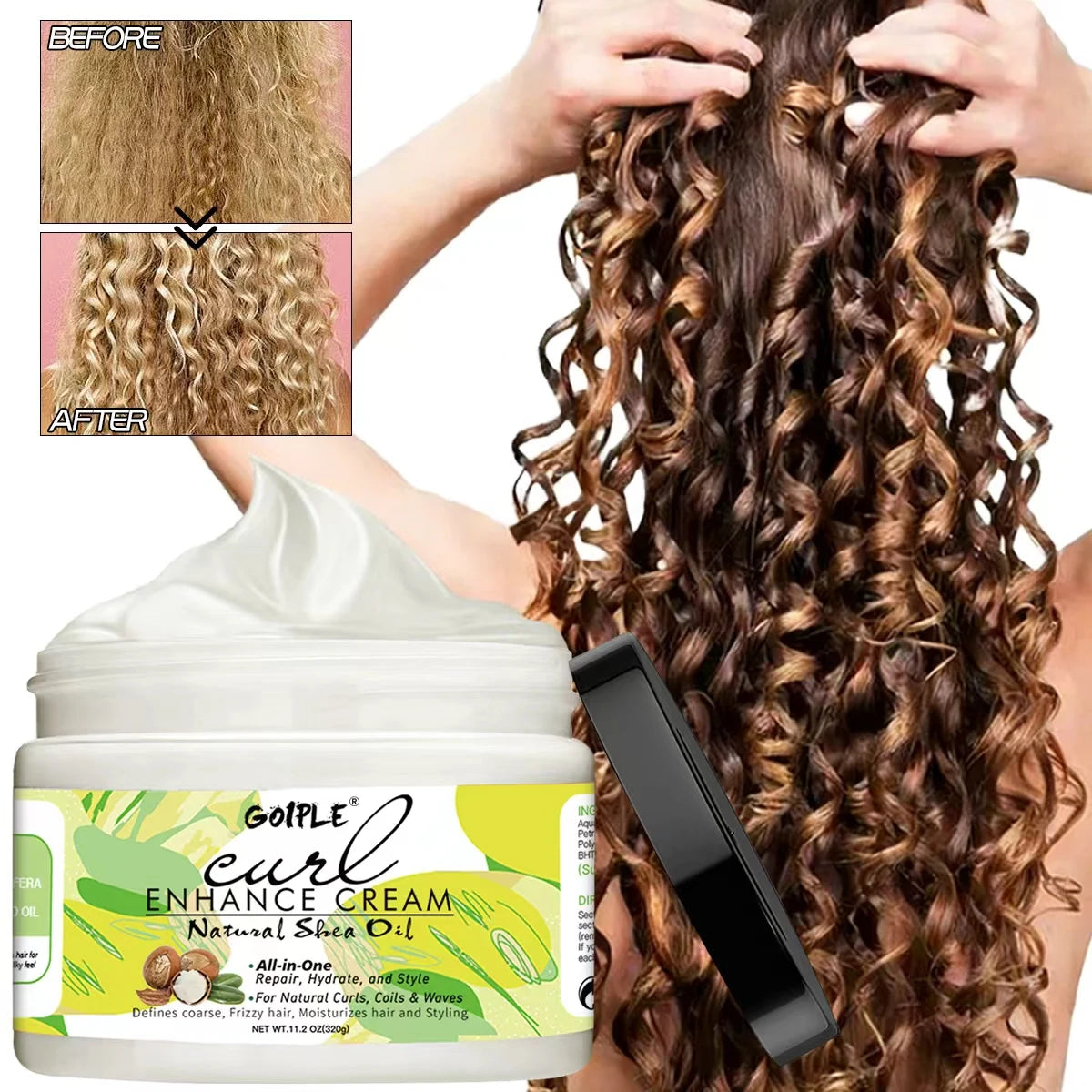 320g Shea Oil Hair Styling Cream for Curly and Wavy Hair Definition - 1