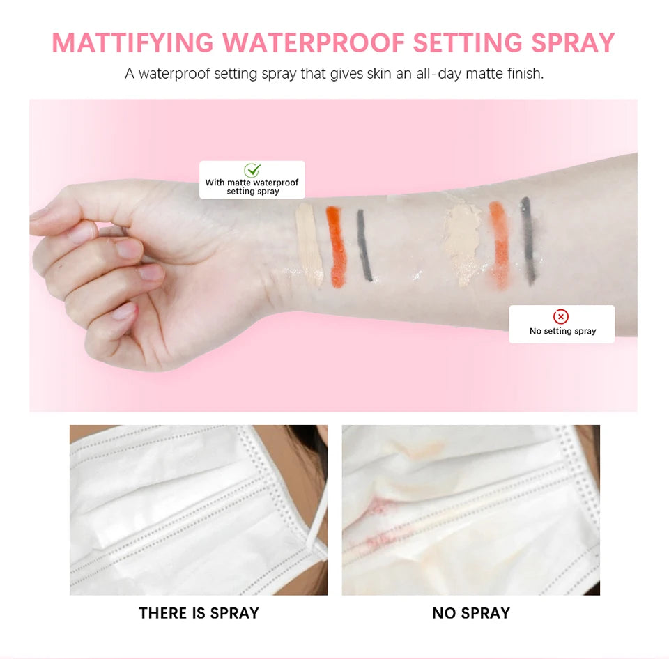 Long-Lasting Matte Makeup Setting Spray for All Skin Types