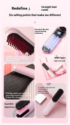Cordless Ionic Hair Straightening Brush for Fast Styling